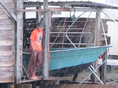 Work is on hold during the rain