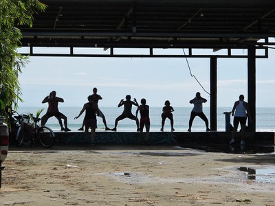 Exercise class on the beach