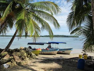 Tour boats at Boca del Drago